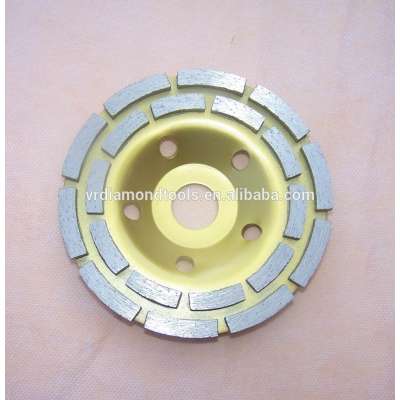 Golden double row diamond cup wheel for grinding granite